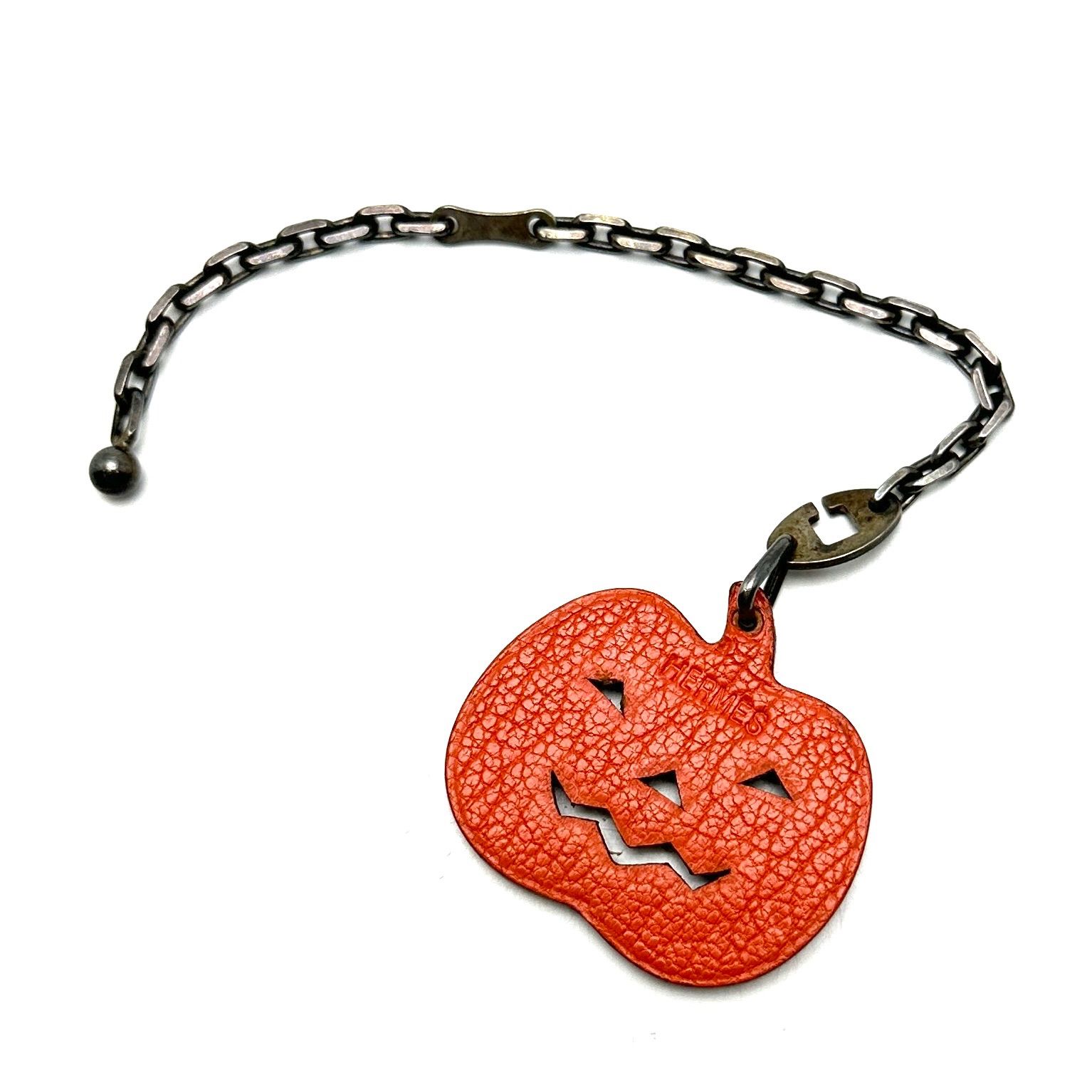 元住吉 エルメス HERMES かぼちゃ パンプキン キーリング キーホルダー レザー シルバー 925 バッグチャーム 小物