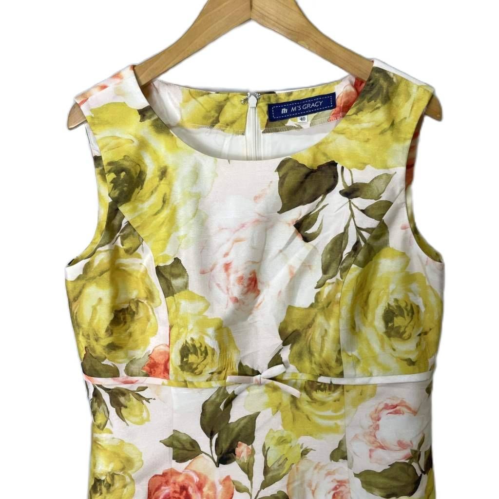 新品 M'S GRACY 花柄 レース 切替ワンピース ノースリーブ 膝丈 38 楽天市場】フリルカラー ノースリーブ 花柄 ギャザー ワンピース 女性