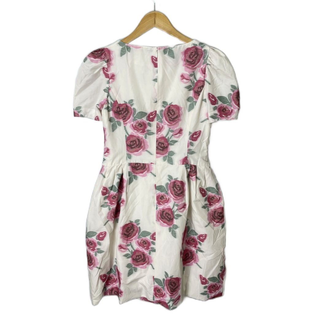 エムズグレイシー M'S GRACY 花柄 リボン ワンピース 半袖 ひざ丈 38