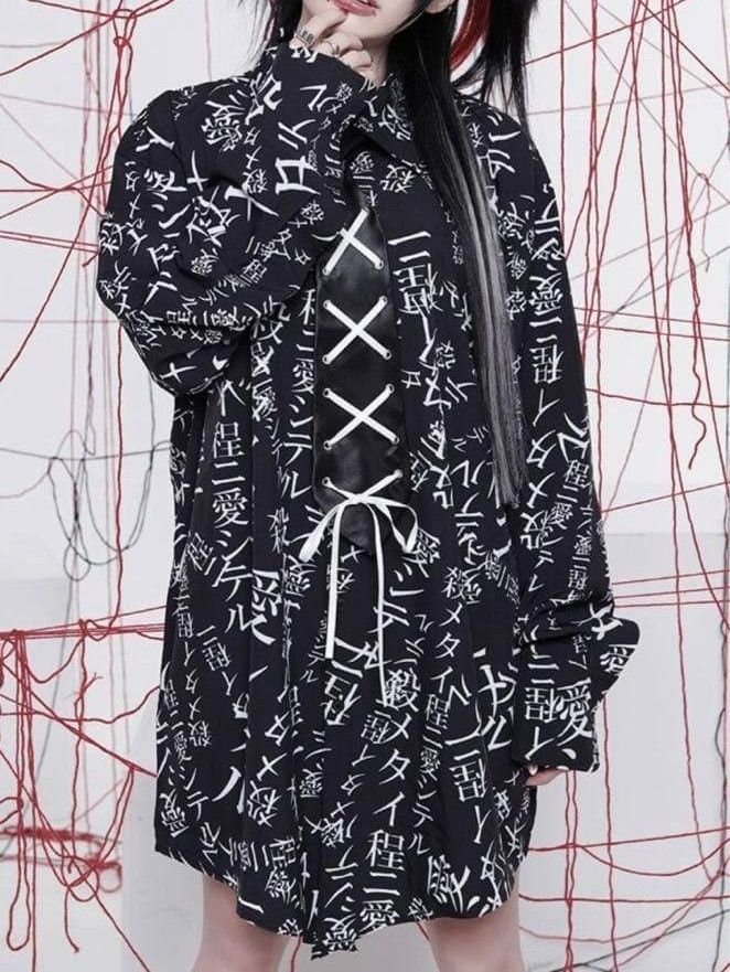 ガルルザリッパー 殺メタイ程ニ愛シテル シャツ ネクタイなし 黒 ブラック Grrr the Lipper レディース B 1841