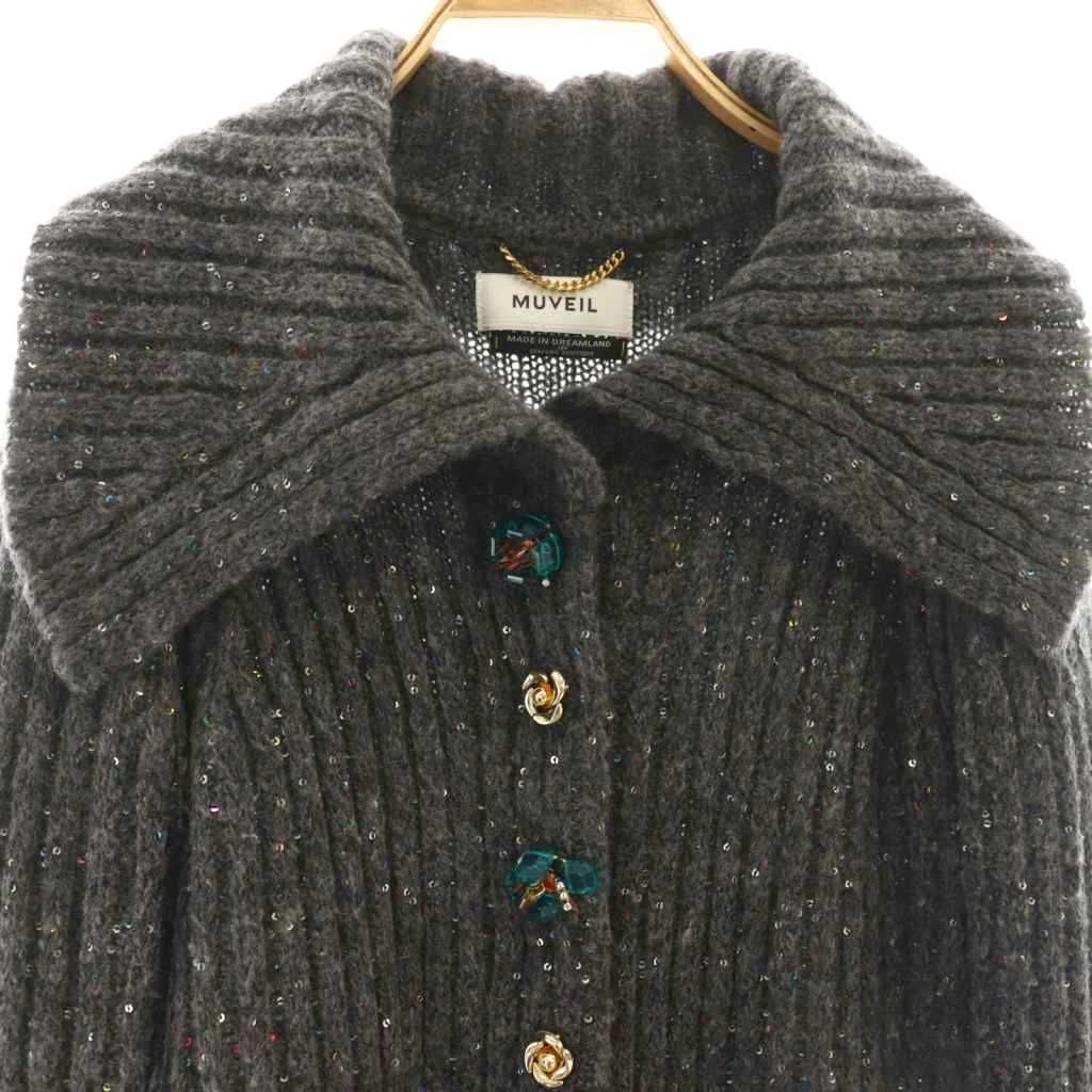 ミュベール muveil フラワーボタン スパンコール入りカーディガン ミュベール muveil フラワーボタン スパンコール入りカーディガン