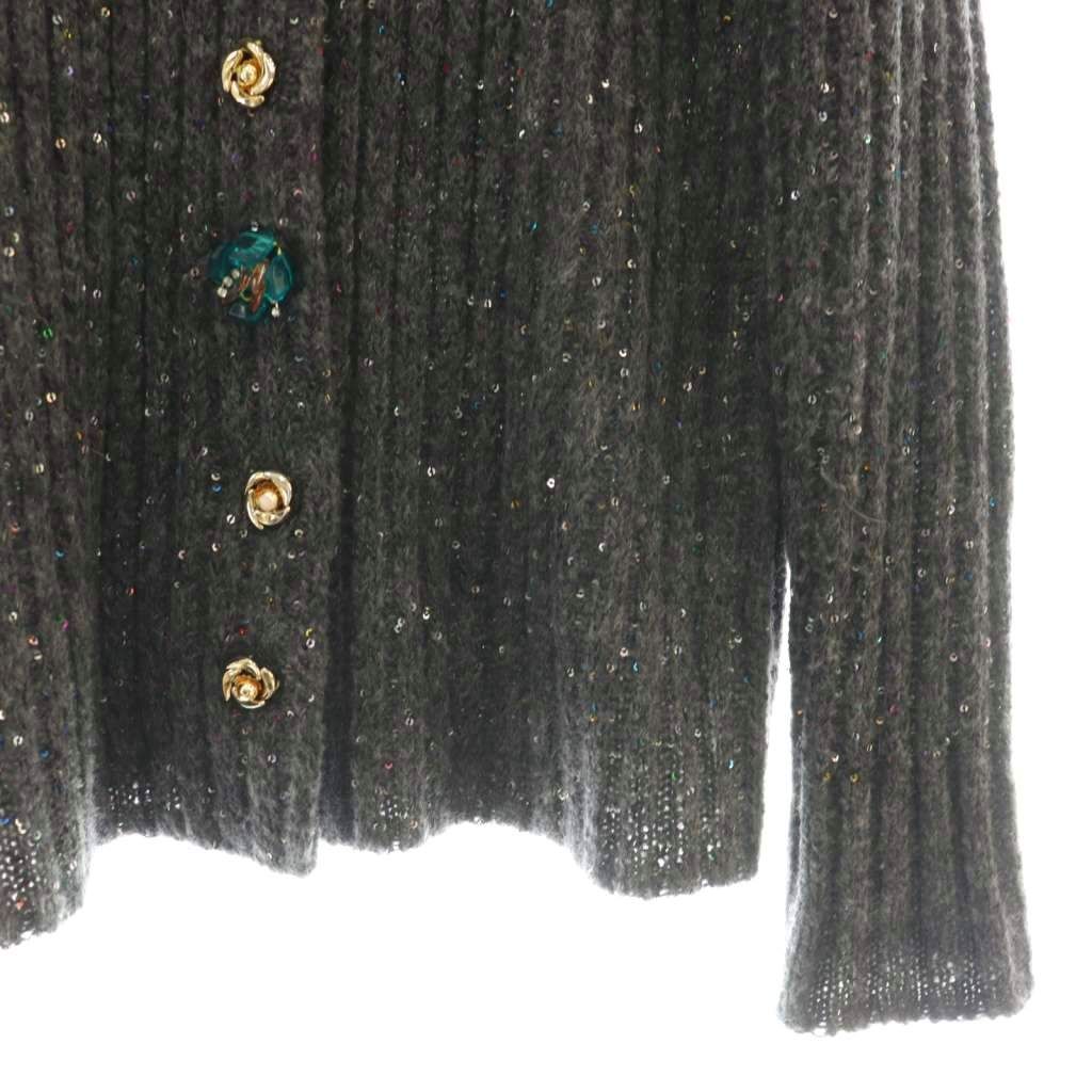 ミュベール muveil フラワーボタン スパンコール入りカーディガン