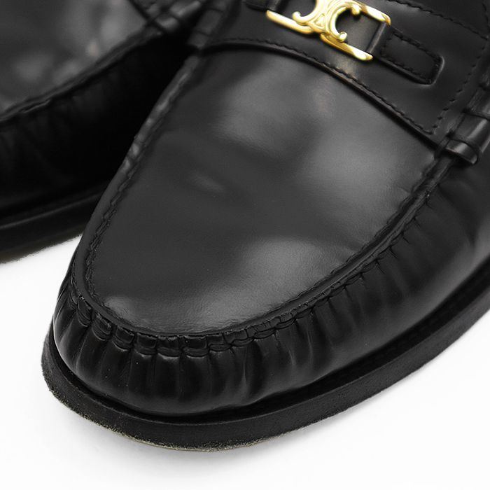 【極美品】セリーヌ CELINEジャクノ ウイングチップ　シューズ　レザー　黒 CELINE（セリーヌ） ローファー LUCO ルコ 335813602C.38NO レディース