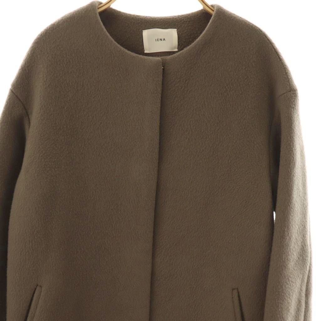 イエナ 節約 IENA ラムウールノーカラーロングコート 38 モカブラウン