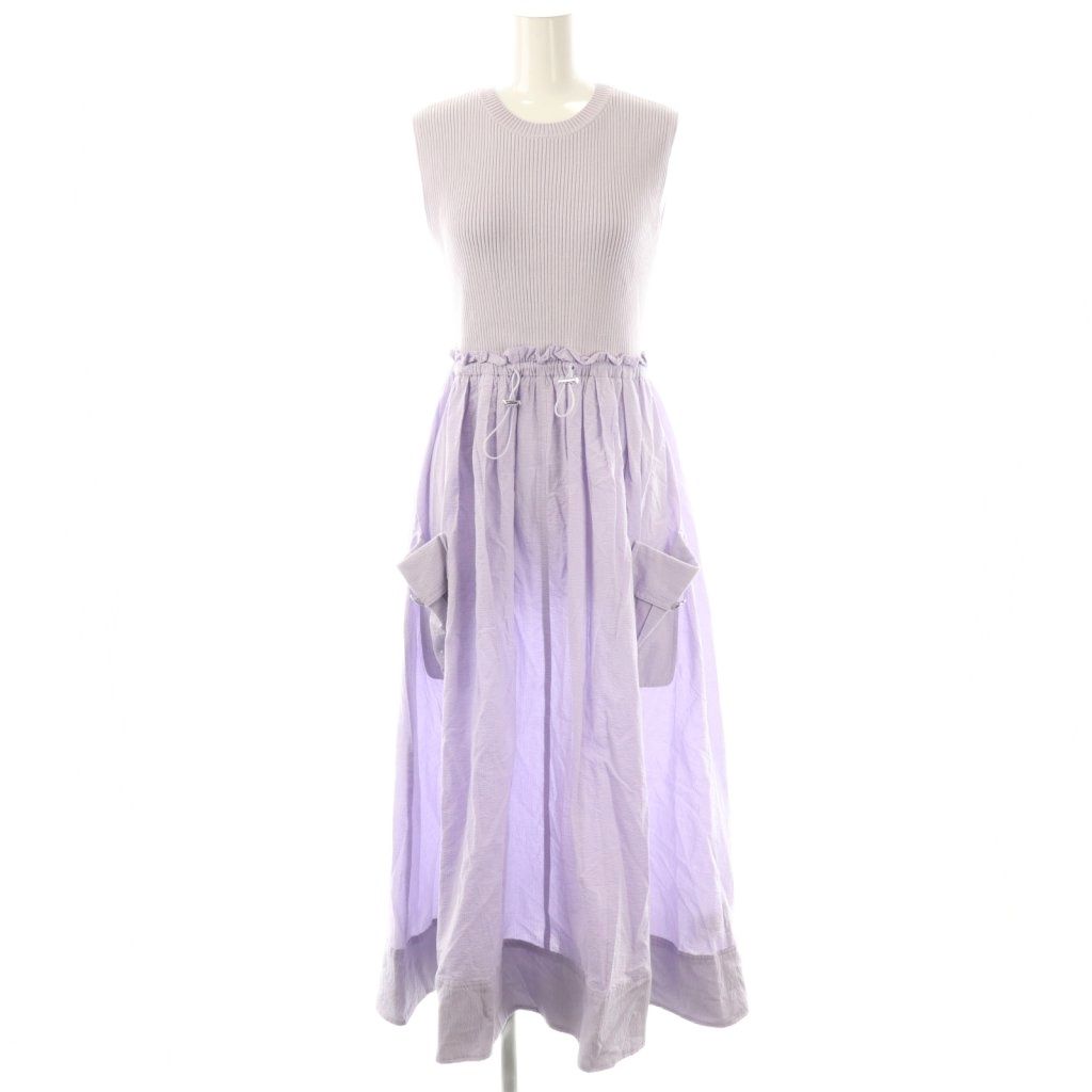 アプワイザーリッシェ Apuweiser riche 25 SS ニット 切替 ワンピース ロング ノースリーブ 1 ラベンダー HK OS