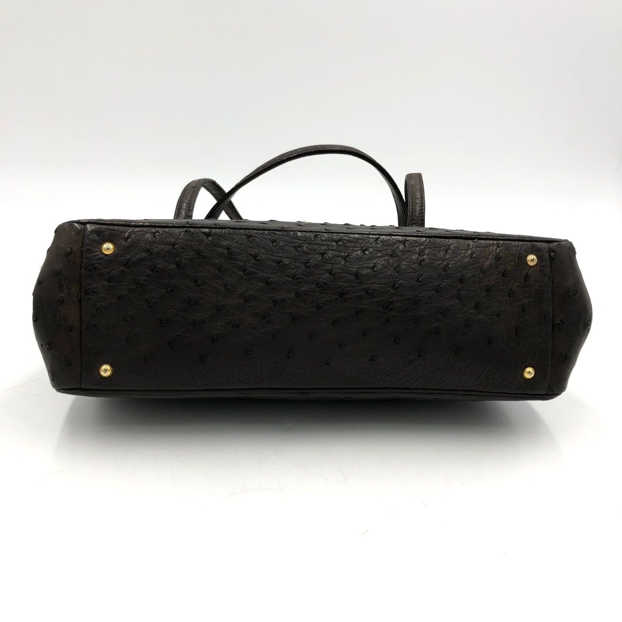 モラビト MORABITO オーストリッチ ハンドバッグ ダークブラウン 茶