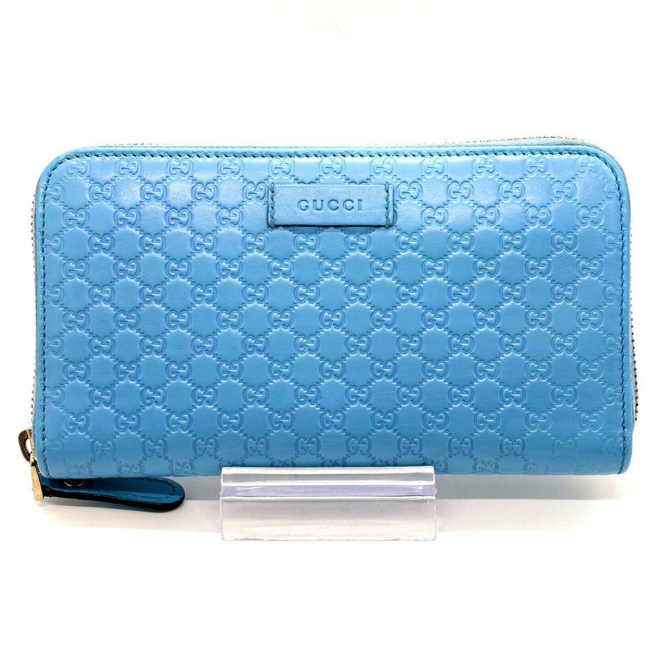 爽やかに映える空色】 GUCCI グッチ マイクロシマ 長財布 ラウンド
