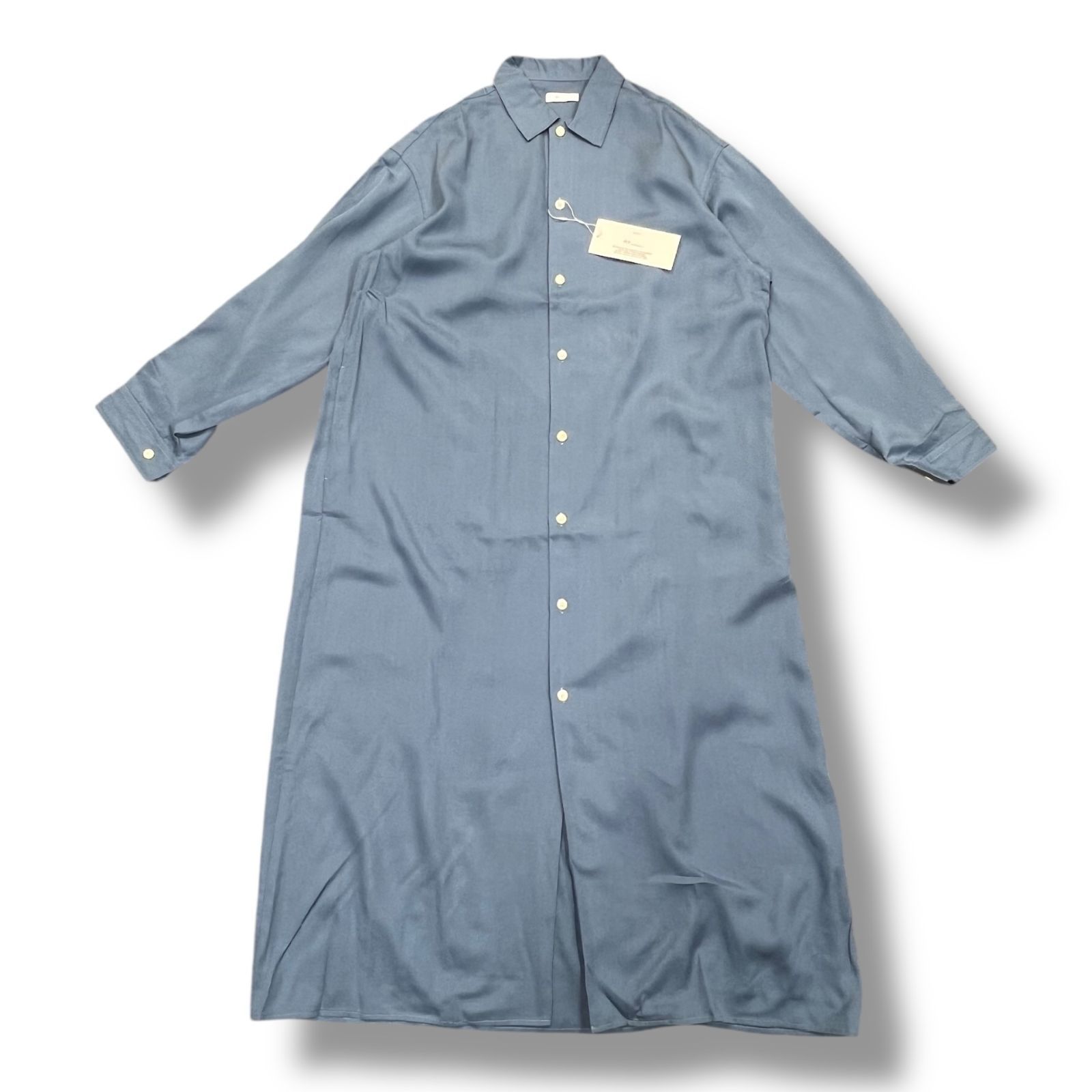 参考上代28600円 MY____ SUPPLE SHIRT DRESS サプルシャツドレス ロングスリーブワンピース マイ ユニバーサルプロダクツ 241-61303 ブルー 0 883 A 1