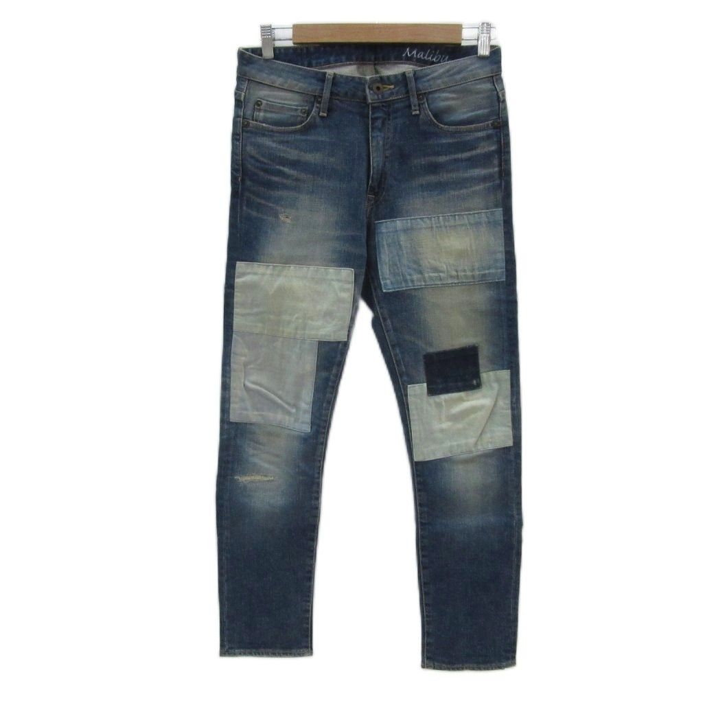 ジャパンブルージーンズ JAPAN BLUE JEANS Malibu デニムパンツ ジーンズ W 29 ブルー 青 パッチワーク ダメージ加工 ウォッシュ加工 ロング丈 YS 36 GY 61