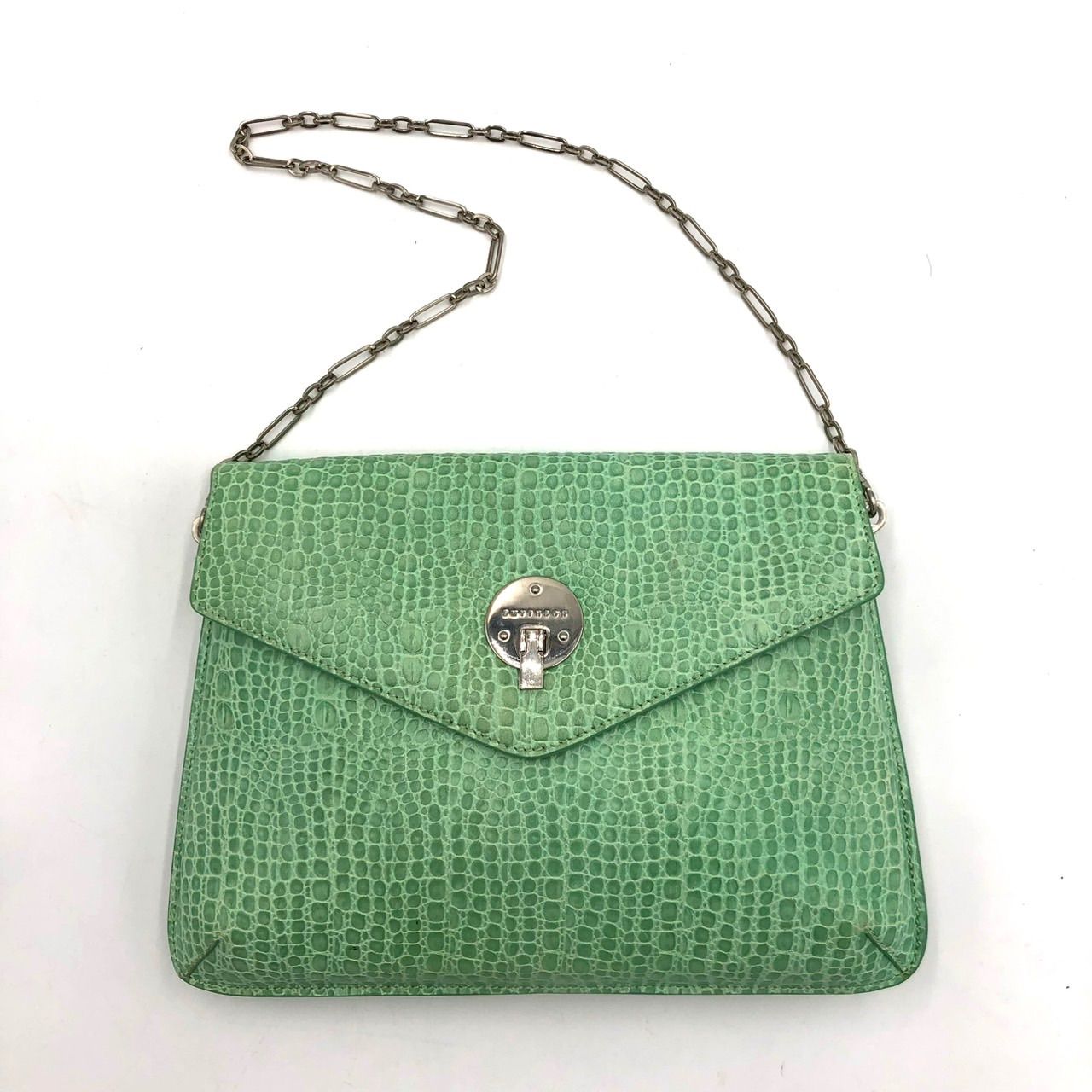 スマイソン SMYTHSON クラッチバッグ ショルダーバッグ グリーン 緑 クロコ型押し