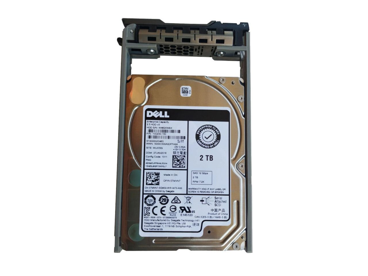 1年保証 再生品 TMVN 7 DELL 2 TB 7.2 K 12 G SFF SAS ENT SED HDD 0