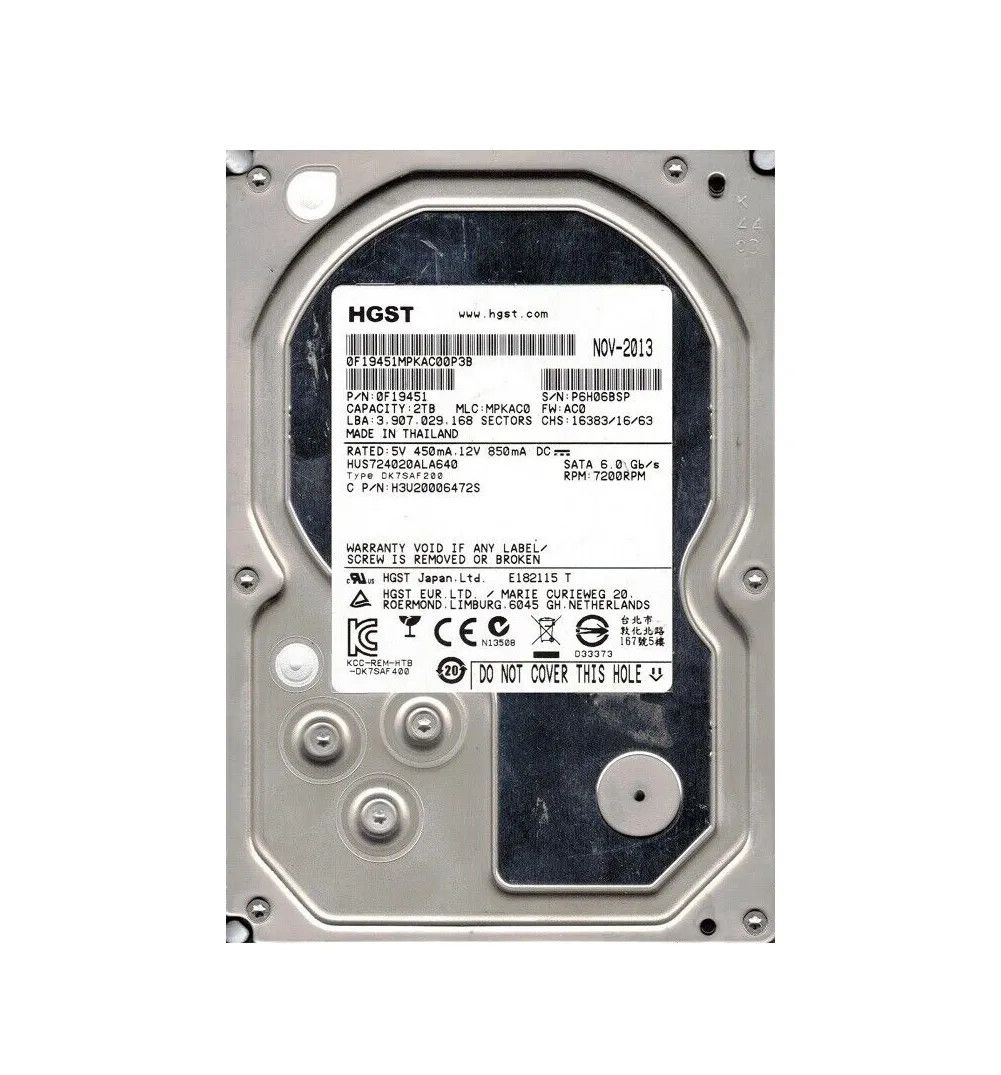 1年保証 再生品 HGST 0 F 19451 2 TB 7 K 3 5 SAS HDD Enterprise Class Server Hard Drive