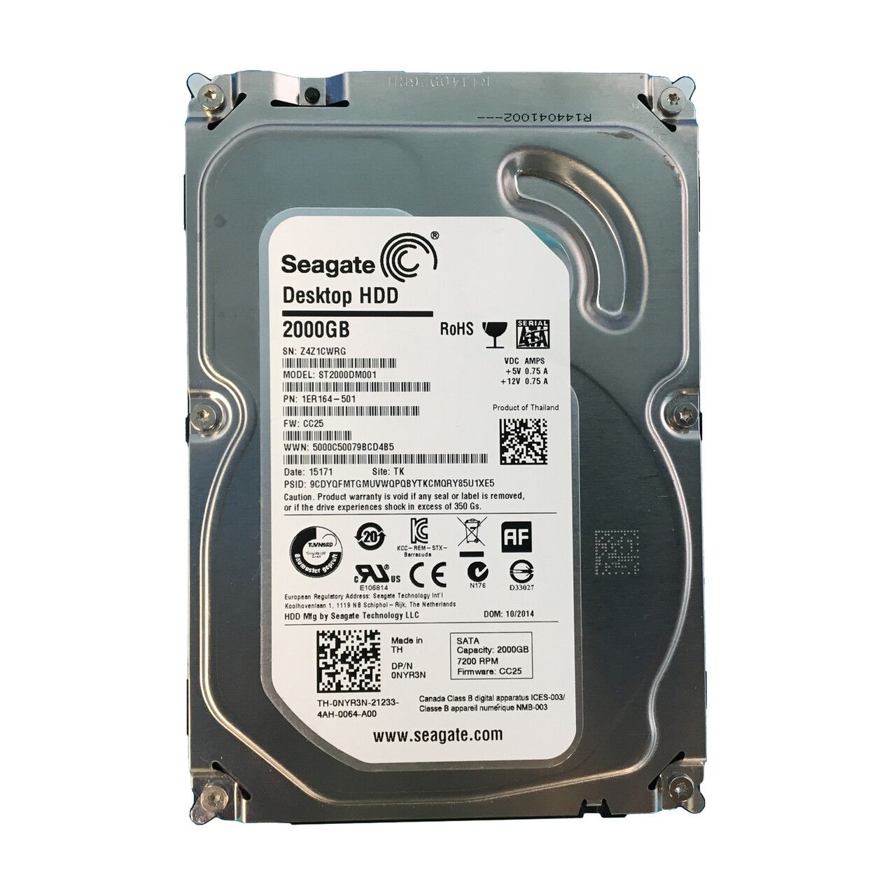 1年保証 再生品 YD 6 FM 0 DELL 2 TB 7.2 K 3.5 SATA HARD DRIVE