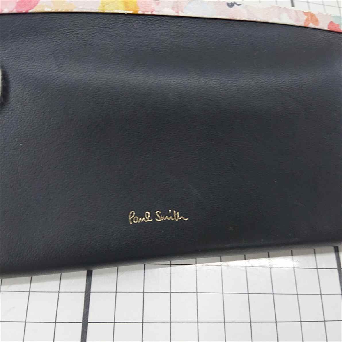 ◇ Θ 【ポール・スミス Paul Smith】レザー がま口 長財布 ブラック系