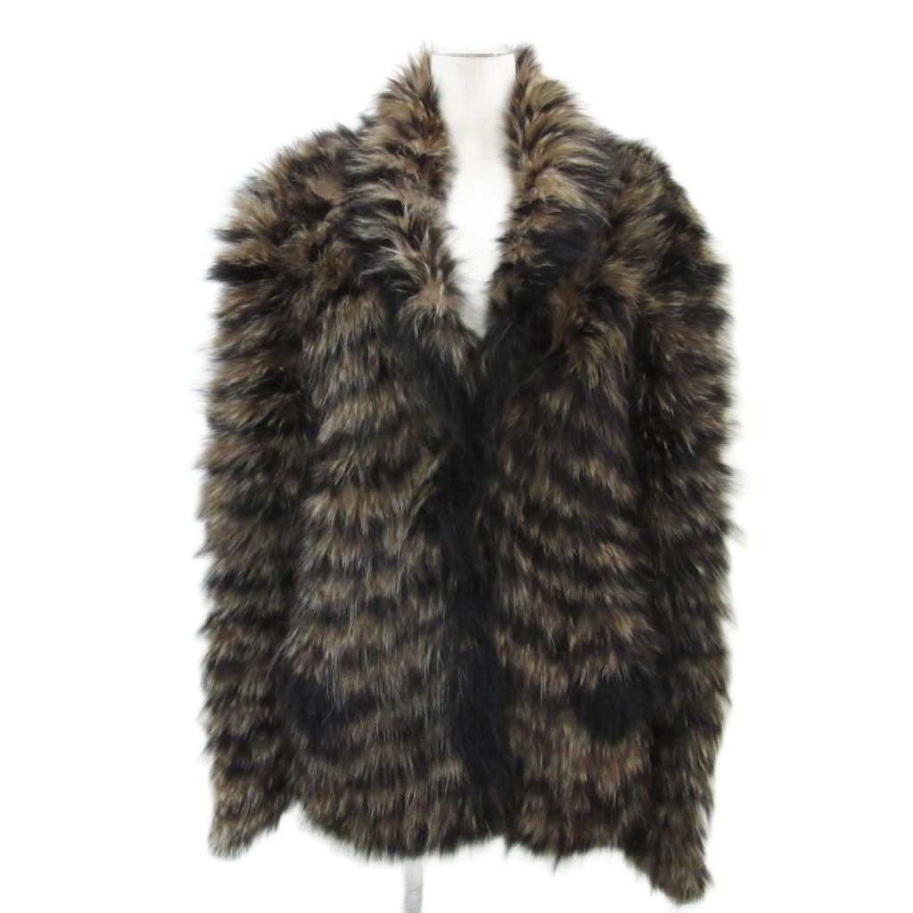 Peggy K for lady Western ファーコート 毛皮コート ショート丈 ブラウン 茶 黒 ブラック YS 37 GY 61
