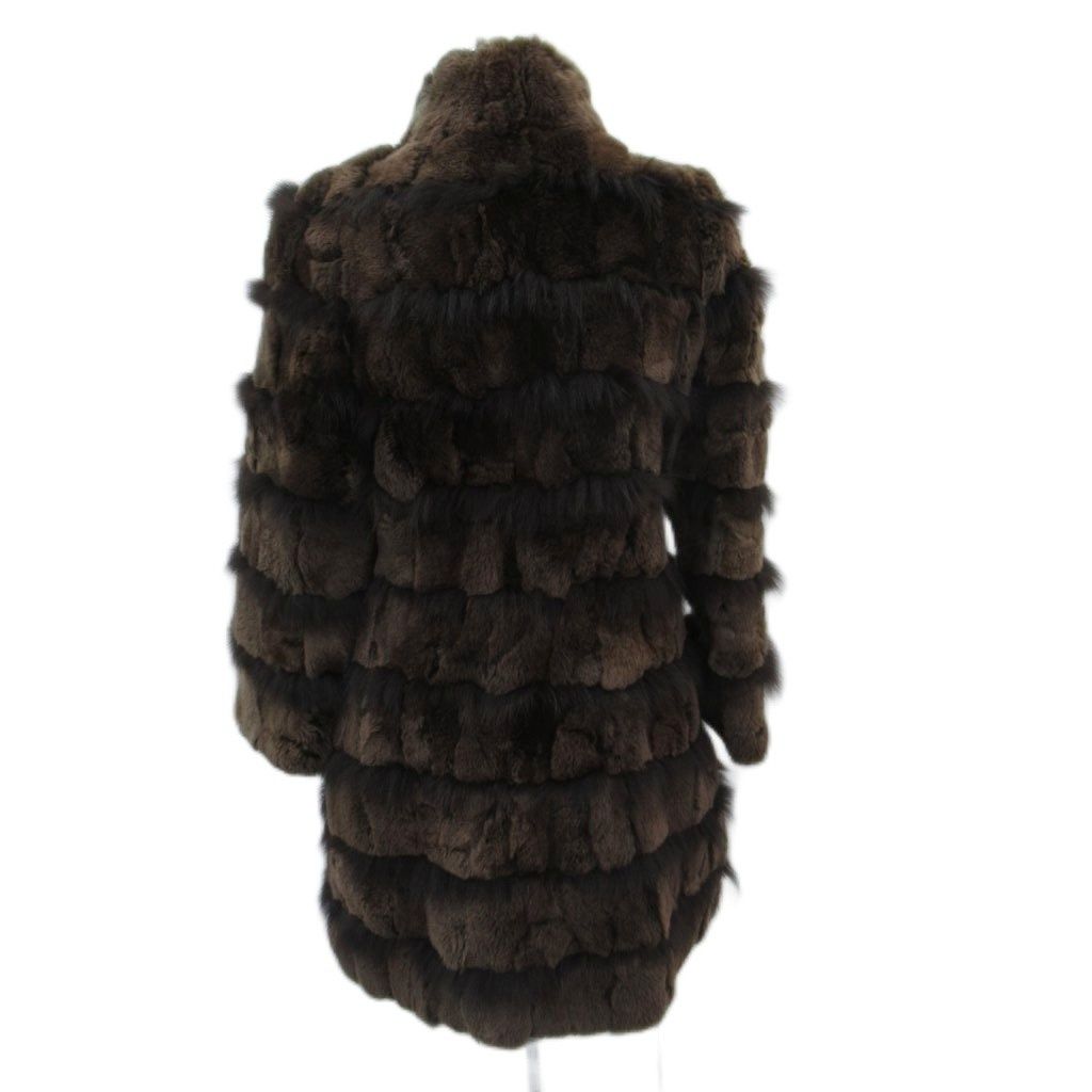 北川 レッキスラビットファーコート フォックスファーコート 毛皮コート ロング丈 9 茶 ブラウン SM 29