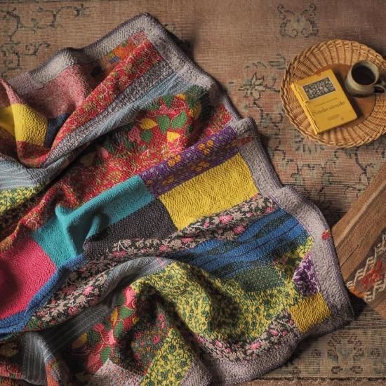 ヴィンテージカンタキルト＜flower・A＞ India - メルカリ