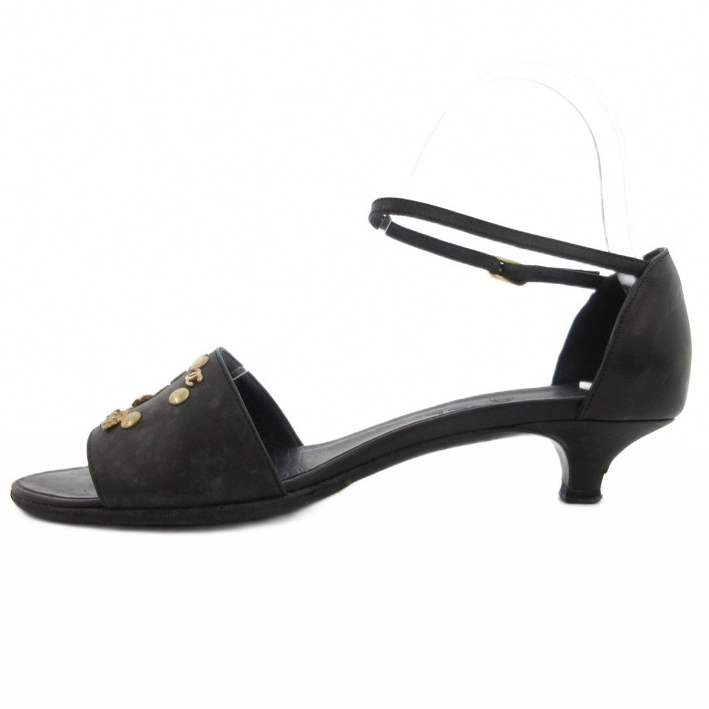 シャネル CHANEL ココマーク スタッズサンダル ローヒール アンクル