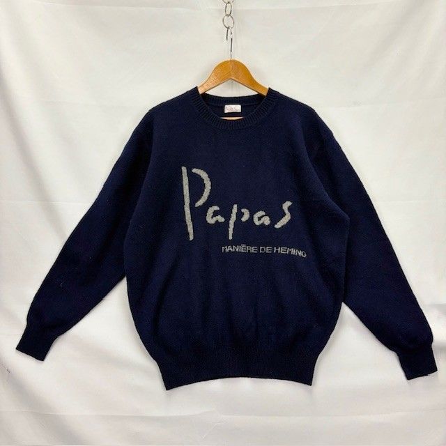 Papas パパス ビッグロゴ ウールセーター サイズM 01