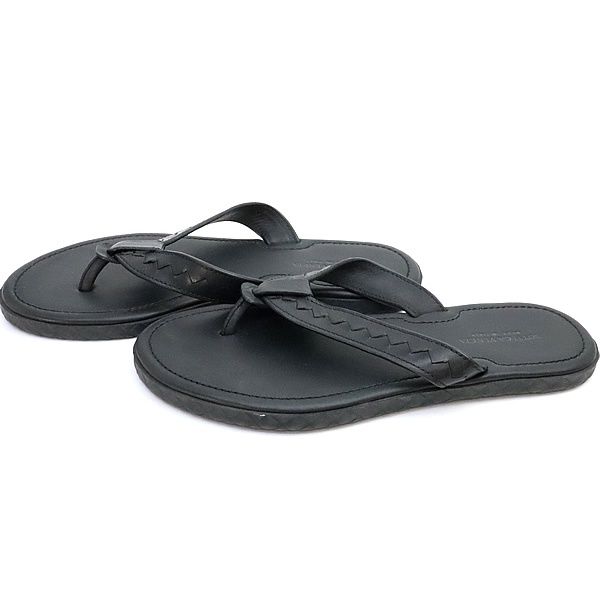 ボッテガヴェネタ BOTTEGA VENETA イントレチャート レザーサンダル ブラック 474942 size 40 17966