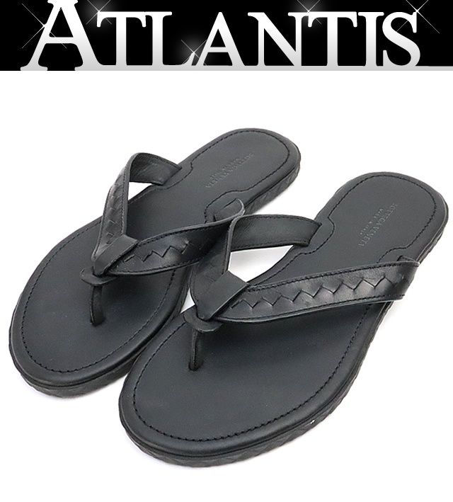 ボッテガヴェネタ BOTTEGA VENETA イントレチャート レザーサンダル ブラック 474942 size 40 17966