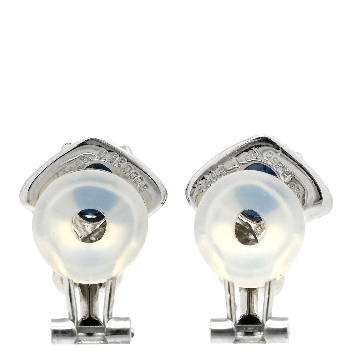 イヤリング ホワイトゴールド×プラチナム×ブルー ブルーサファイア 14 K WG 14金 Pt 850 ダイヤ ひねりデザイン