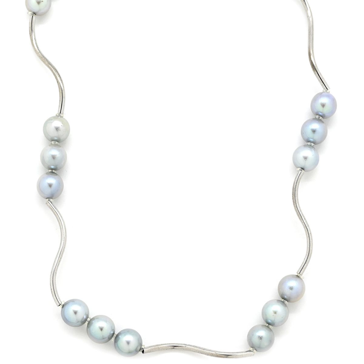 ネックレス 7mm パール ペンダント 割引 グレー×シルバー 真珠 アコヤ