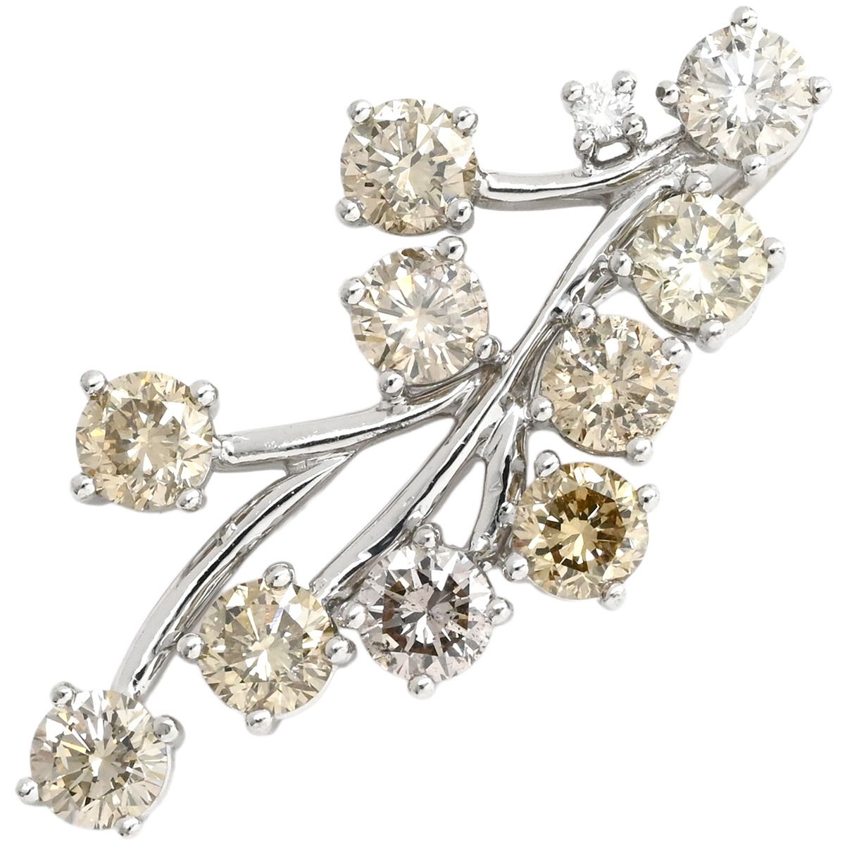 ペンダントトップ ダイヤ ネックレストップ ホワイトゴールド Au 750 18 K 18金 ブラウン フィヤージュ アンティークジュエリー