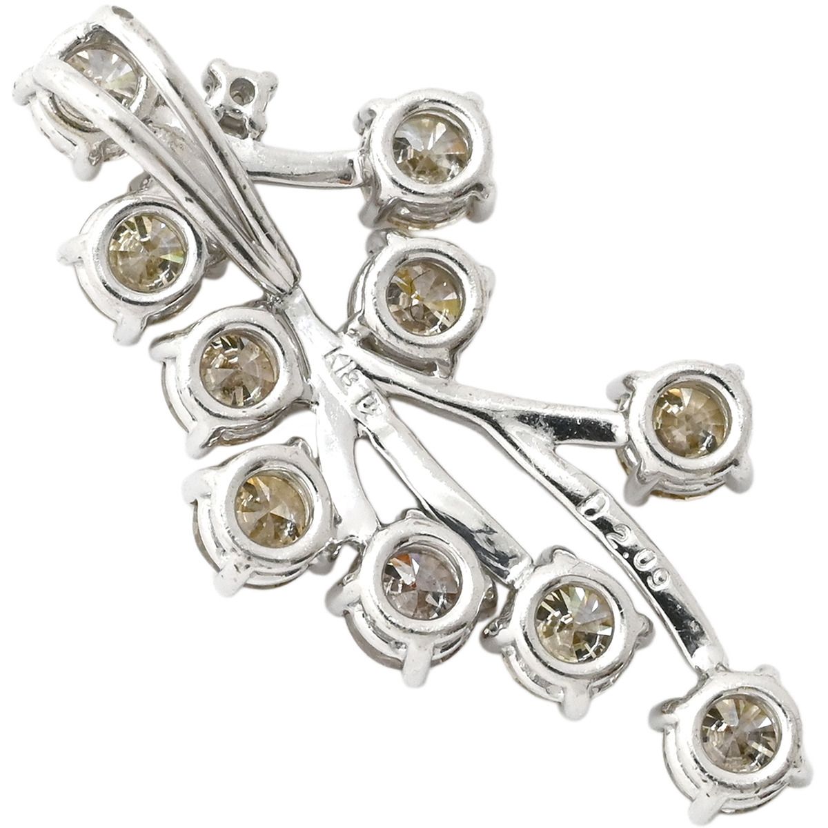 ペンダントトップ ダイヤ ネックレストップ ホワイトゴールド Au 750 18 K 18金 ブラウン フィヤージュ アンティークジュエリー