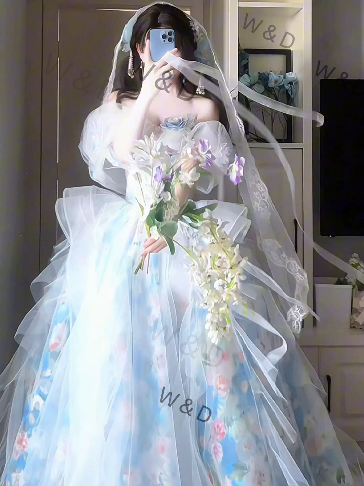 ブルー フェアリーテイル プリンセスドレス イブニングドレス 2025 エレガント 刺繍 レディース フォーマル パーティー 成人式 卒業式 おしゃれ ギフト 特別な日の輝きを夢のように彩る エレガントなプリンセスドレス