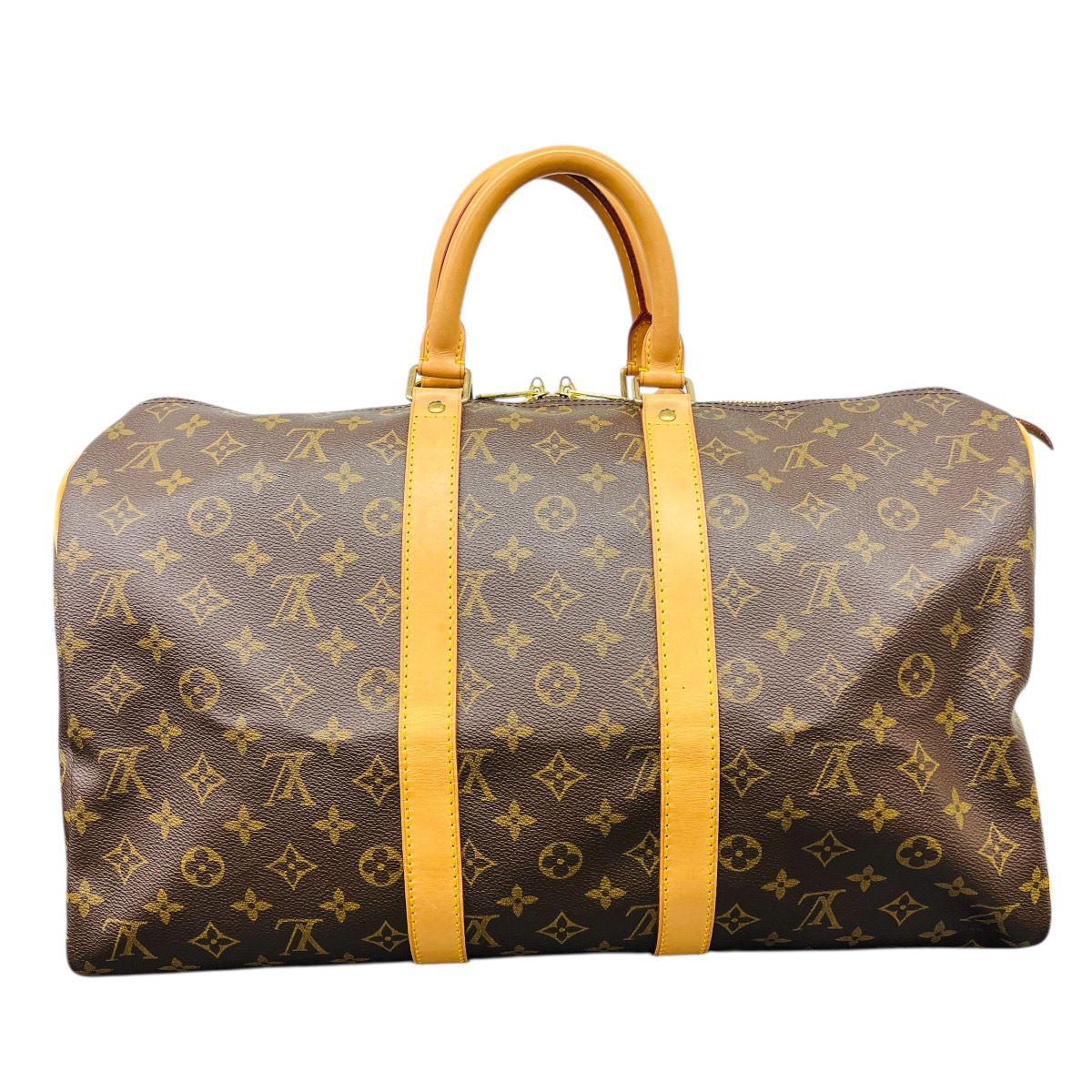 LOUIS VUITTON ルイヴィトン キーポル45 モノグラム ボストンバッグ M 41428 PVC ヌメ革 レザー ブラウン ハンドバッグ 旅行用鞄 LV ルイ ヴィトン ABランク 鑑定済 ヴィトンバッグ