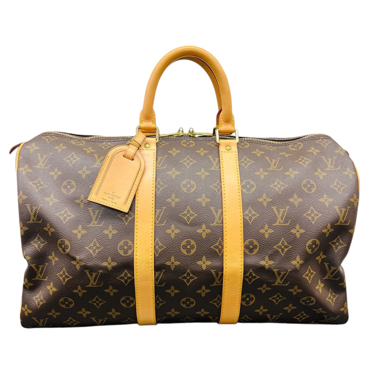 LOUIS VUITTON ルイヴィトン キーポル45 モノグラム ボストンバッグ M 41428 PVC ヌメ革 レザー ブラウン ハンドバッグ 旅行用鞄 LV ルイ ヴィトン ABランク 鑑定済 ヴィトンバッグ