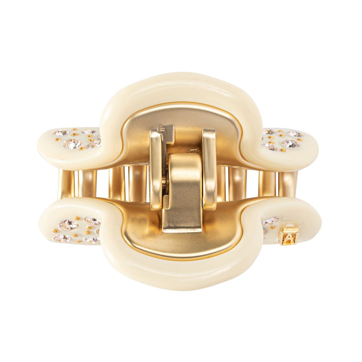  アレクサンドル ドゥ パリ DE PARIS クリップ ICC 45 14339-04 IVO I 1 VENDOME CLIP 4.5 CM ヴァンドーム Sサイズ スワロフスキークリスタル 髪留め レディース ヘア アイボリー その他 ヘアアクセサリー