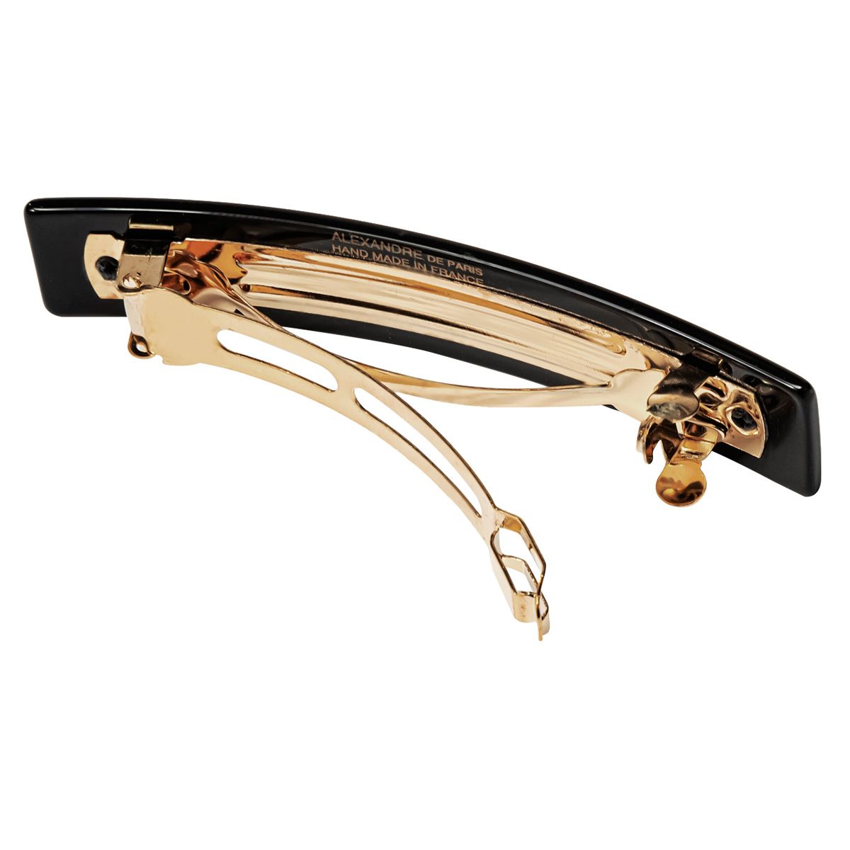 アレクサンドル ドゥ パリ DE PARIS バレッタ AA 8-736-75 BLKN スクエア 8 cm バータイプ スワロフスキークリスタル 髪留め レディース ブラック 黒