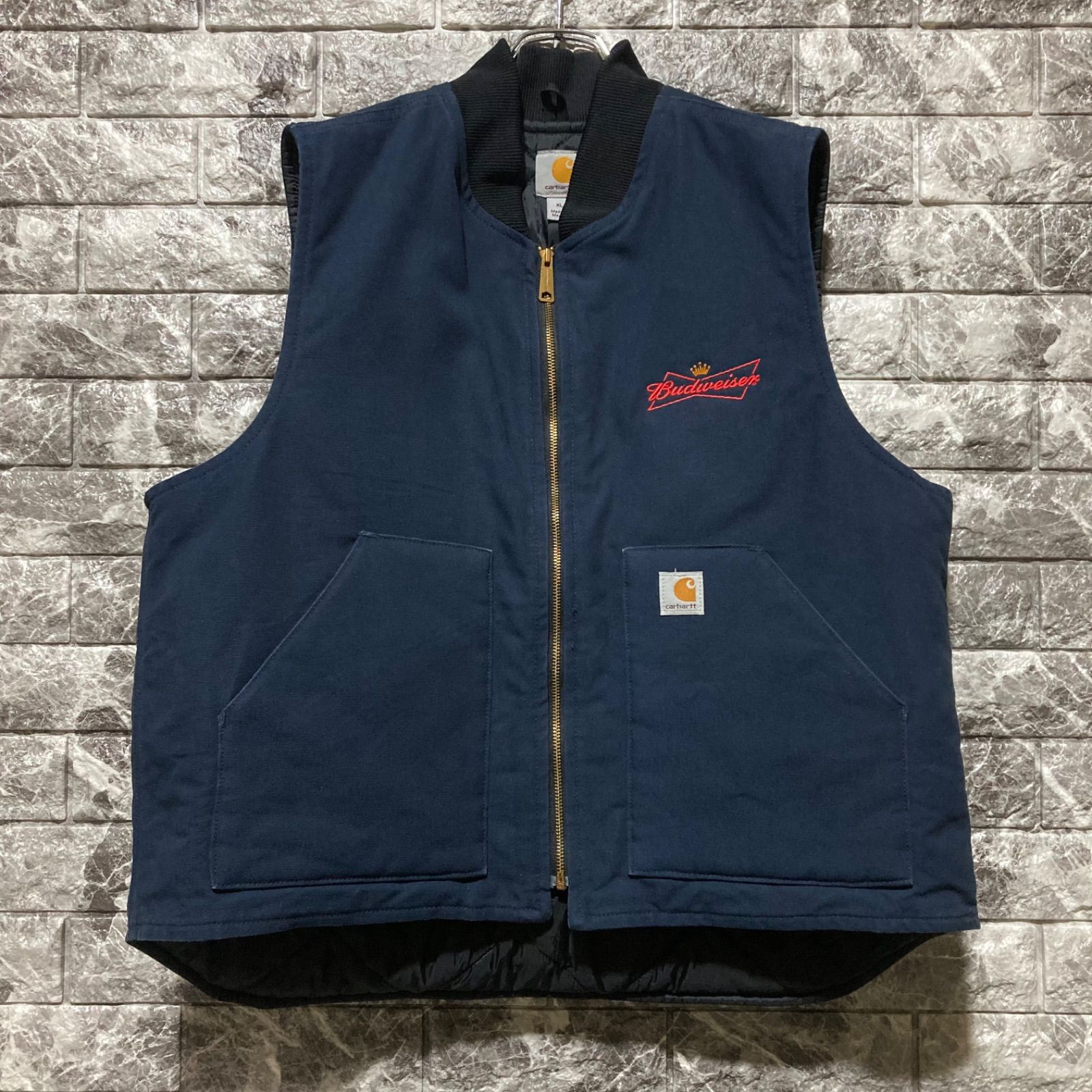 CARHARTT ダックベスト XL Budweiser 刺繍 ネイビー カーハート DUCK