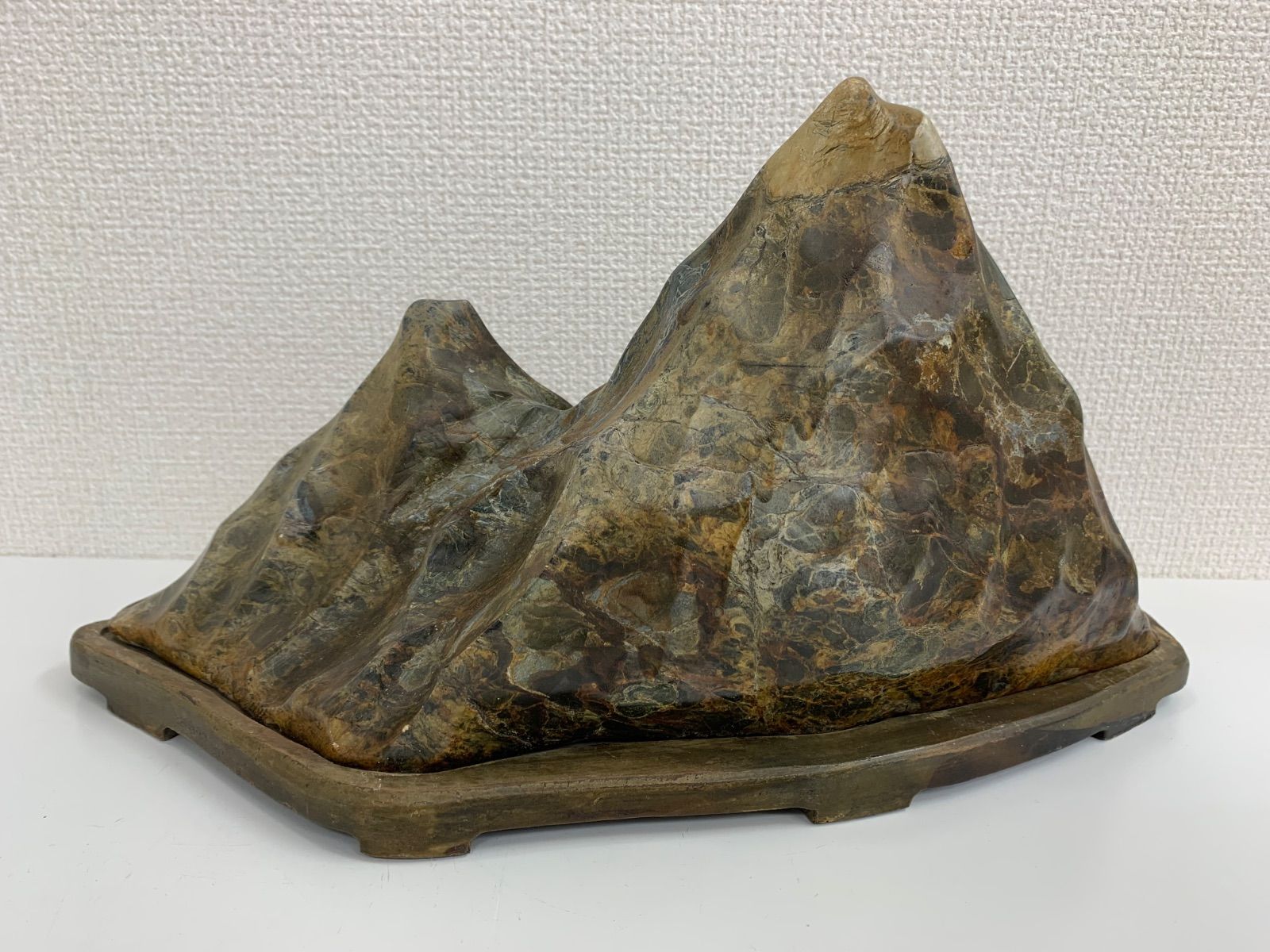 山型水石木製台座付きC1017①－－Mercari