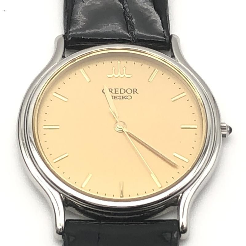 中古】SEIKO クレドール 腕時計 8J81-6A30 ブラック セイコー[10