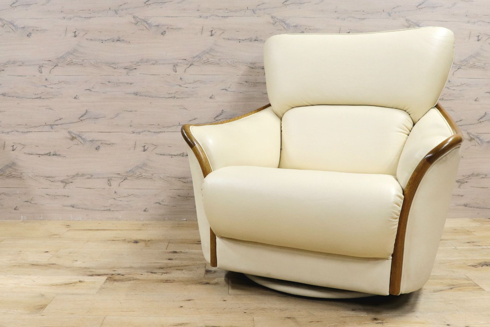 GMIS380○浜本工芸 / HAMAMOTO 1人掛けソファ 楢材 回転椅子 1Pソファ