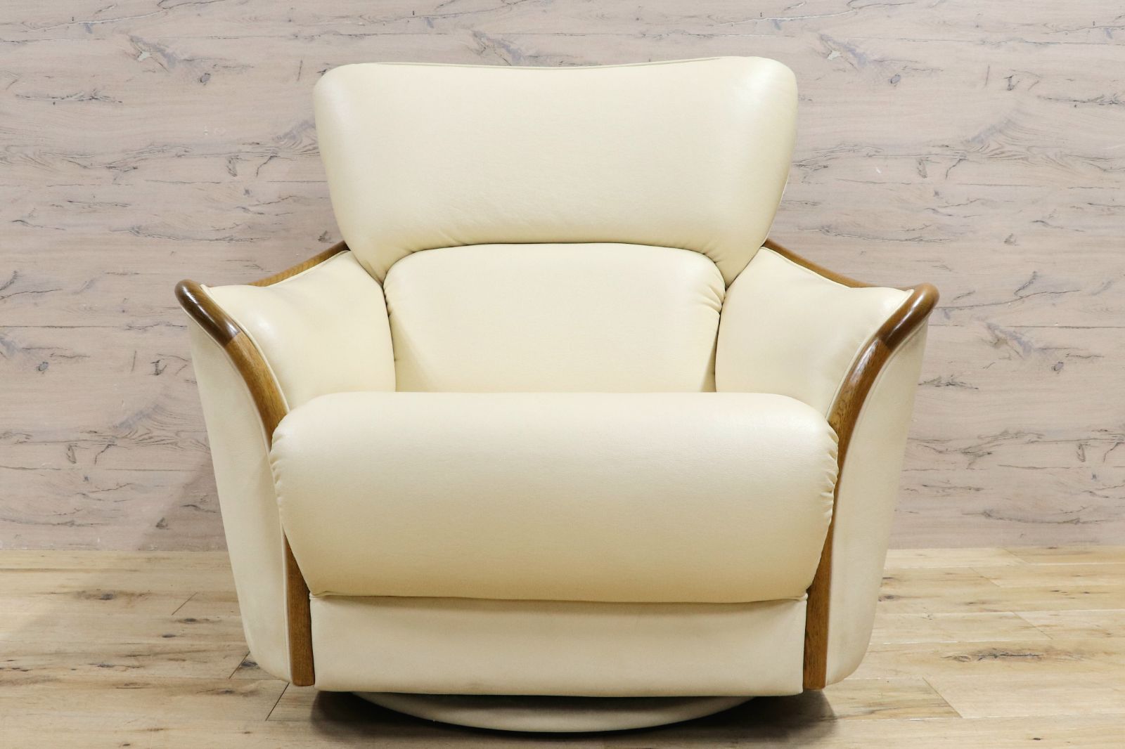 GMIS380○浜本工芸 / HAMAMOTO 1人掛けソファ 楢材 回転椅子 1Pソファ