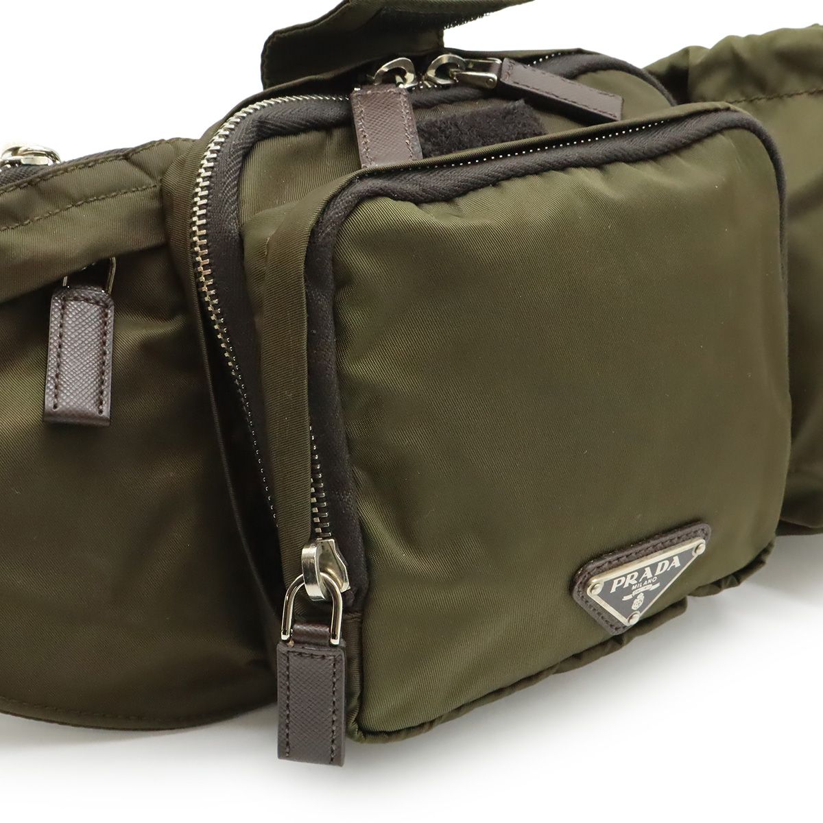 【PRADA】ウエストバック　ボディバッグ　ナイロン　カーキ PRADA】ウエストバックボディバッグナイロンカーキ