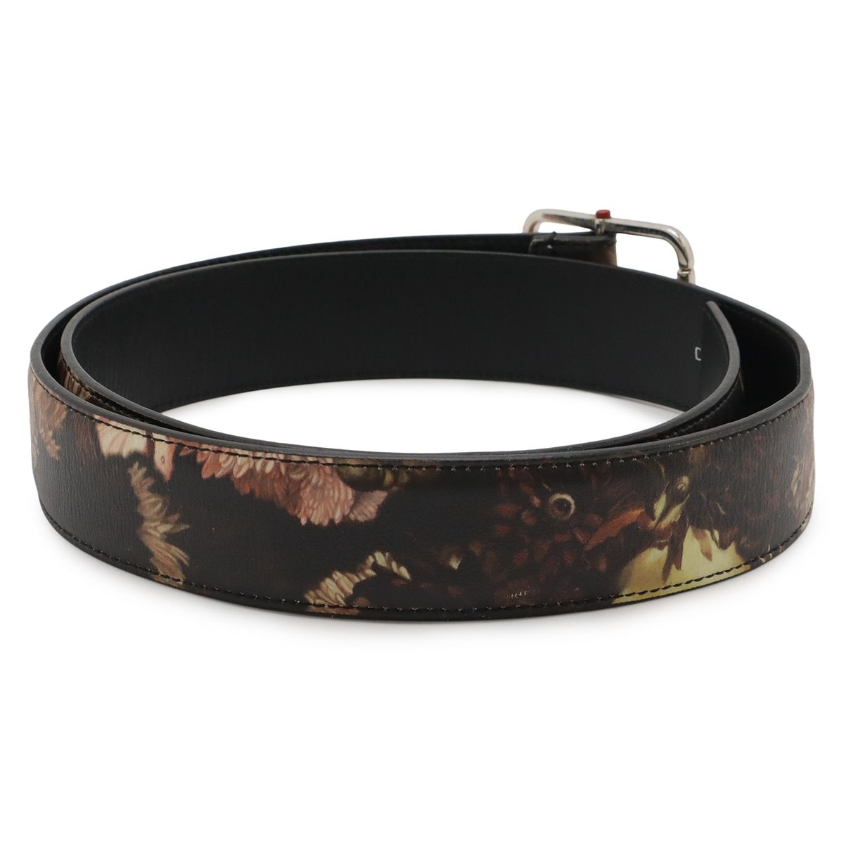 Christian Dior クリスチャン ディオール HOMME オム ベルト 花柄 フラワー レザー ブラック 黒 マルチ シルバー金具 90