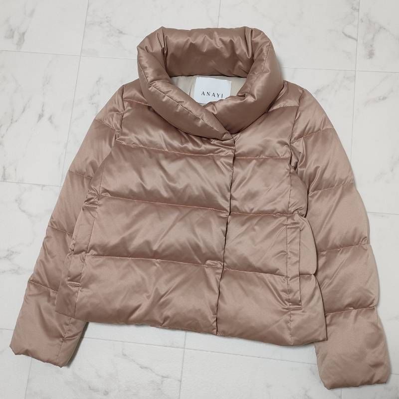 ANAYI アナイ サテンピーチショートダウンジャケット ピンク 36 S M