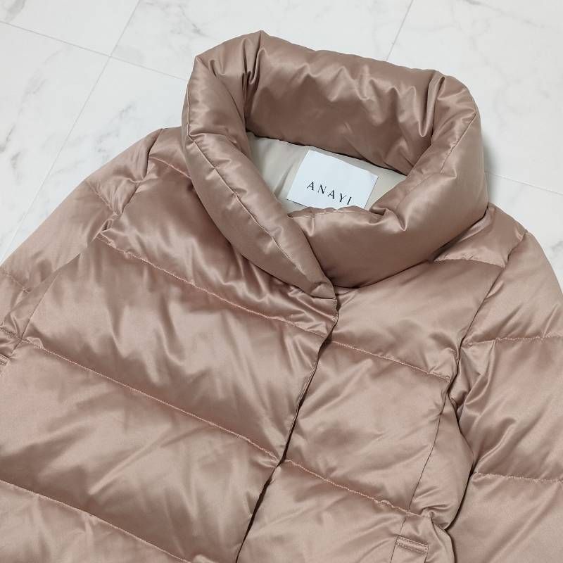 ANAYI アナイ サテンピーチショートダウンジャケット ピンク 36 S M