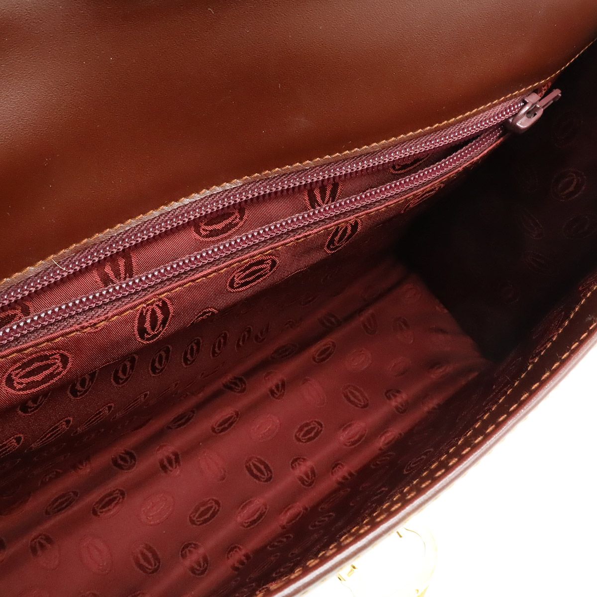 Cartier カルティエ マストライン ハンドバッグ カーフレザー ボルドー