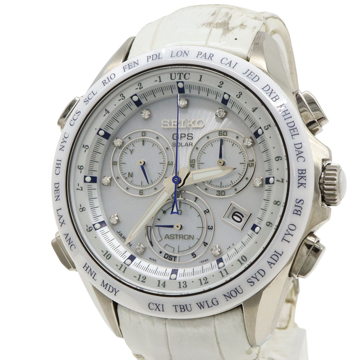 SEIKO セイコー アストロン 電波ソーラー ホワイト文字盤 10Pダイヤ