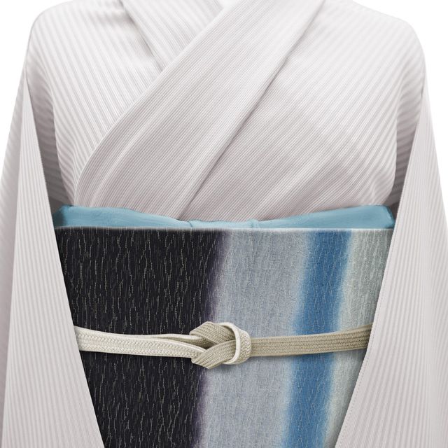 すごい値 袋帯 リサイクル 正絹 染め帯 グレー ブルーグレー 半円文 銀通し 染帯 セミフォーマル 軽量帯 カジュアル 仕立て上がり 春 秋 冬 お太鼓柄 上質 七五三 入学式 卒業式 リユース すごいね みやがわ neb 01599