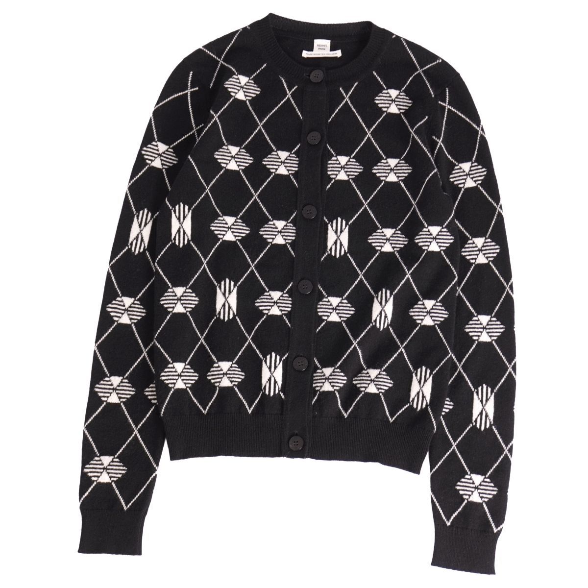 美品　HERMES エルメス　ニット　カシミヤ　カーディガン　ストール　ボレロ 美品 エルメス HERMES カーディガン 20AW ニット 総柄 カシミヤ ト