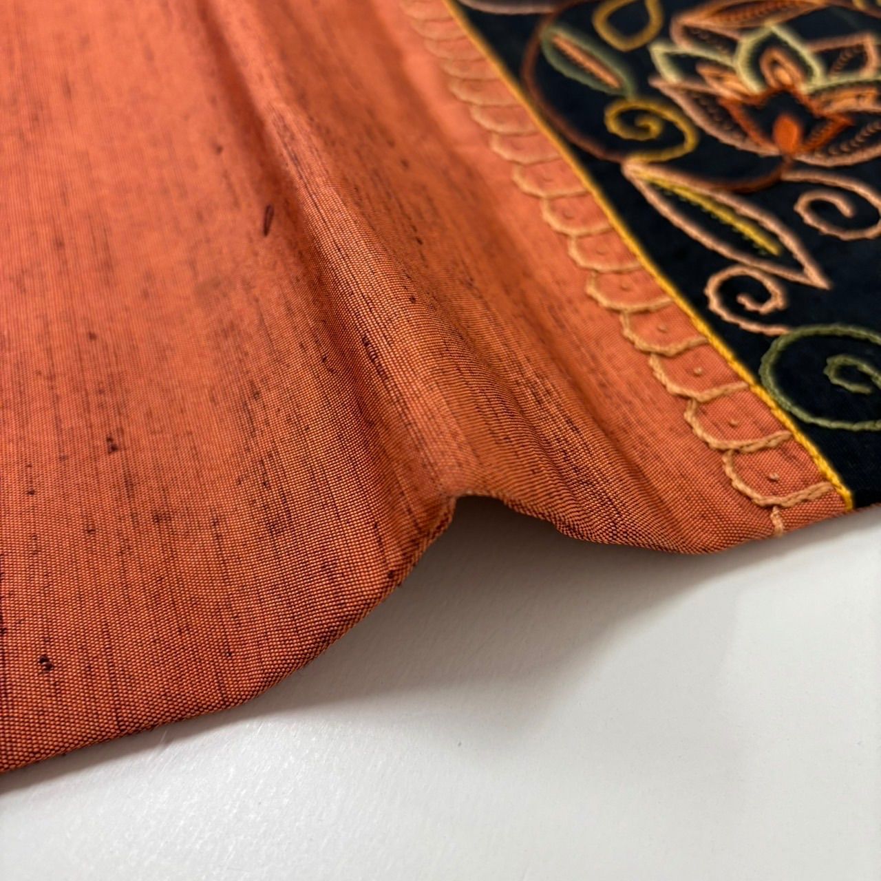 名古屋帯 刺繍の花唐草 紬 九寸 正絹 MA-2533 - メルカリ