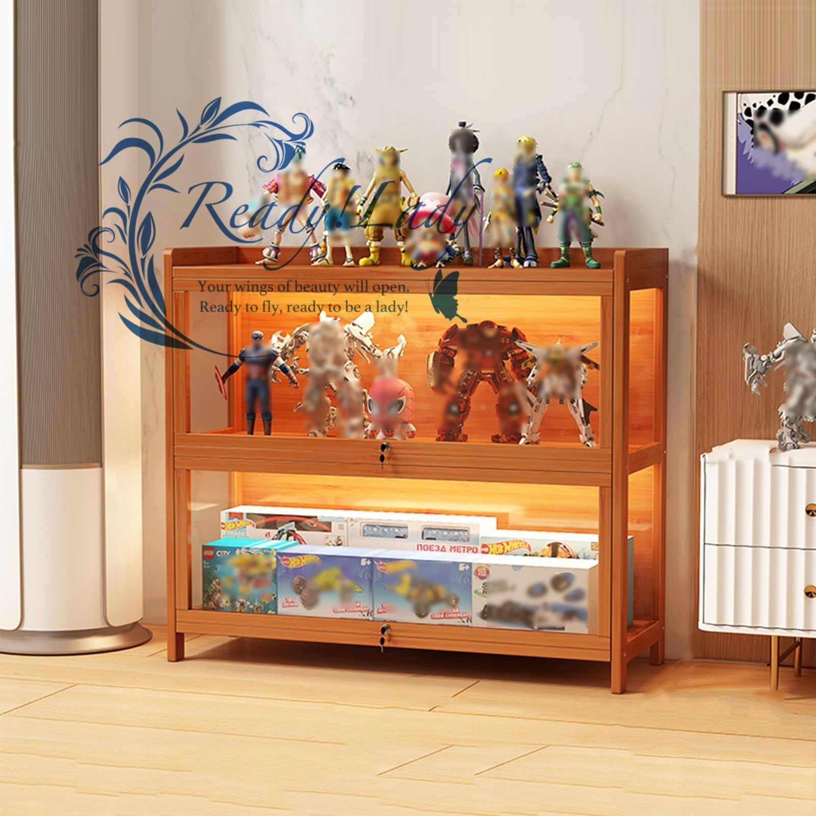 ケースショーケース アクリル フィギュア ディスプレイキャビネット ケース 大容量のストレージ ラック 透明展示ケース Brown 3 F 50 x 32 4 72 cm