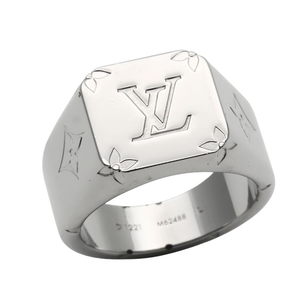 ルイ ヴィトン リング 指輪 シグネットリング M 62488 モノグラム L メタル シルバー メッキ メンズ 男性 LOUIS VUITTON